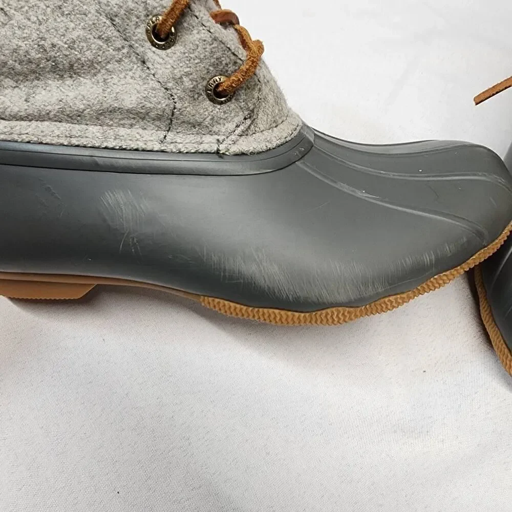 Sperry Women's 6 Top-Sider Saltwater Emboss Wool Duck Boot Grey